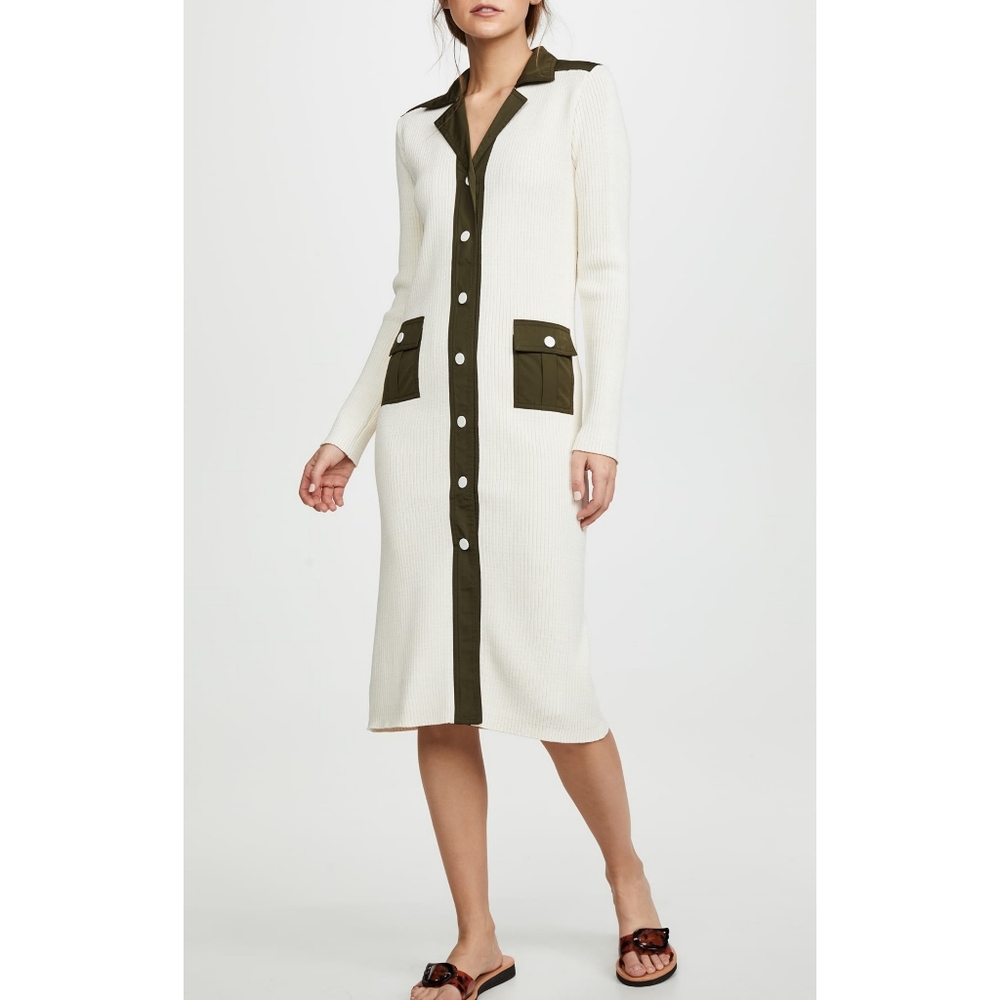 GANNI Paradise Redwood Tech Knit Bodycon Cardigan Dress